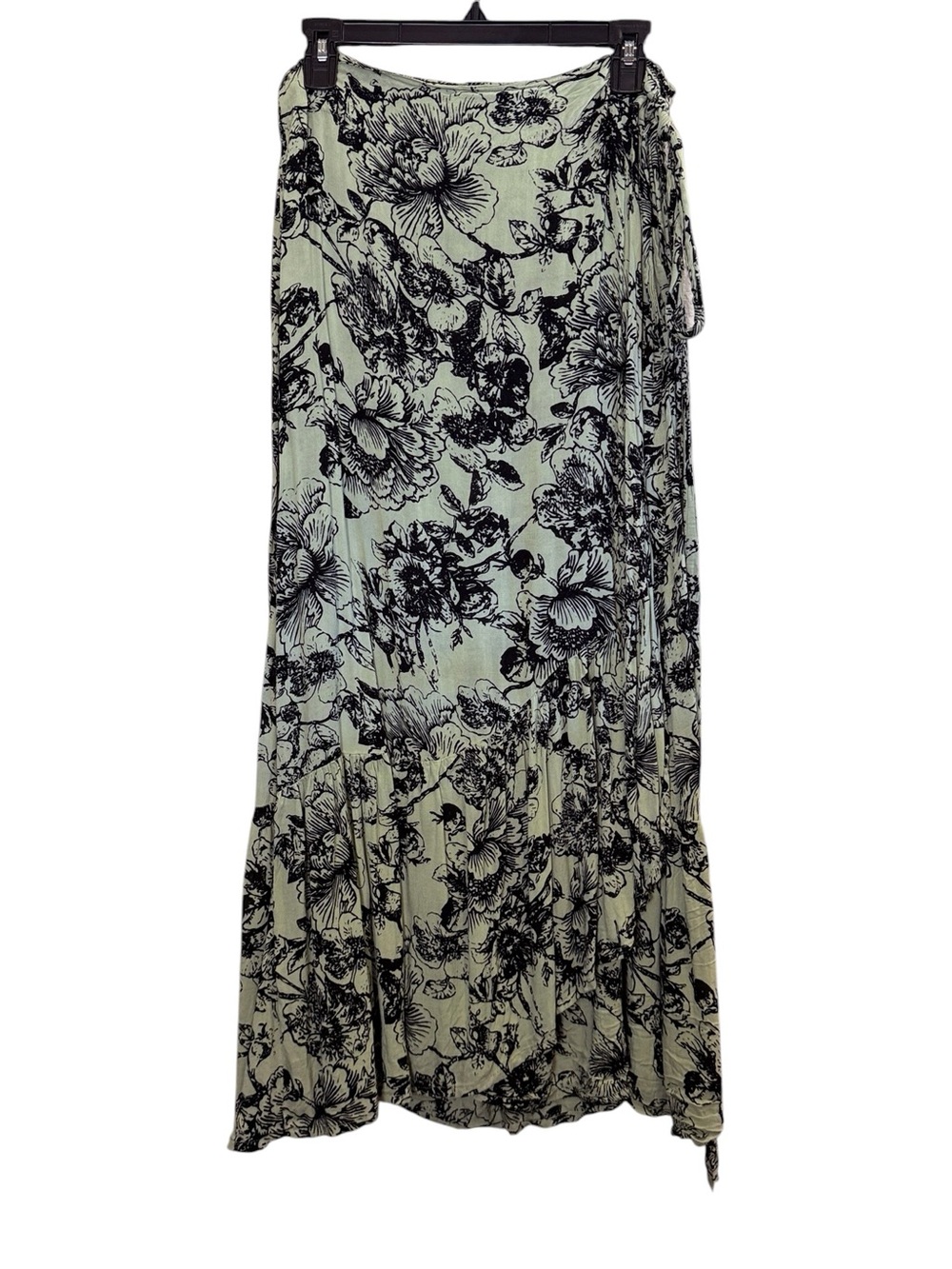 Pura Vida Womenโs Floral Lightweight Boho Feminine Wrap Maxi Skirt sz M